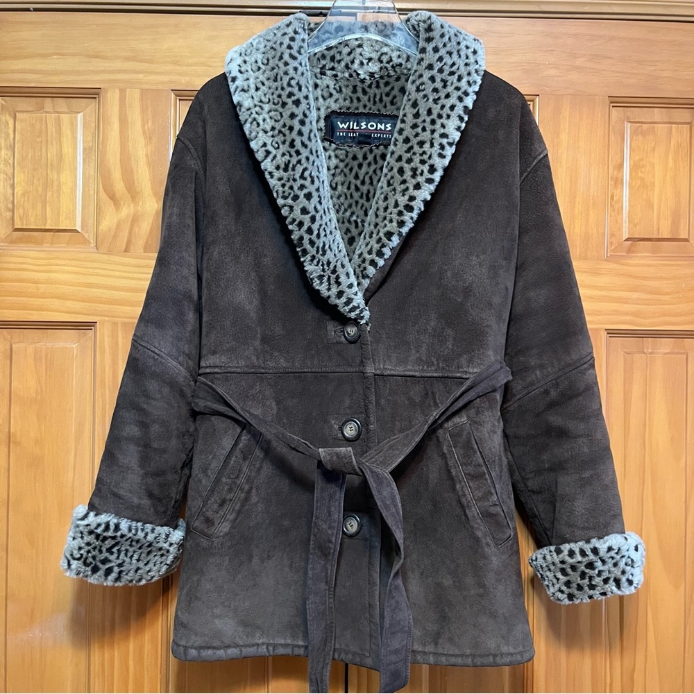 Wilson’s Brown Suede Leather Coat Mob Wife Size Small